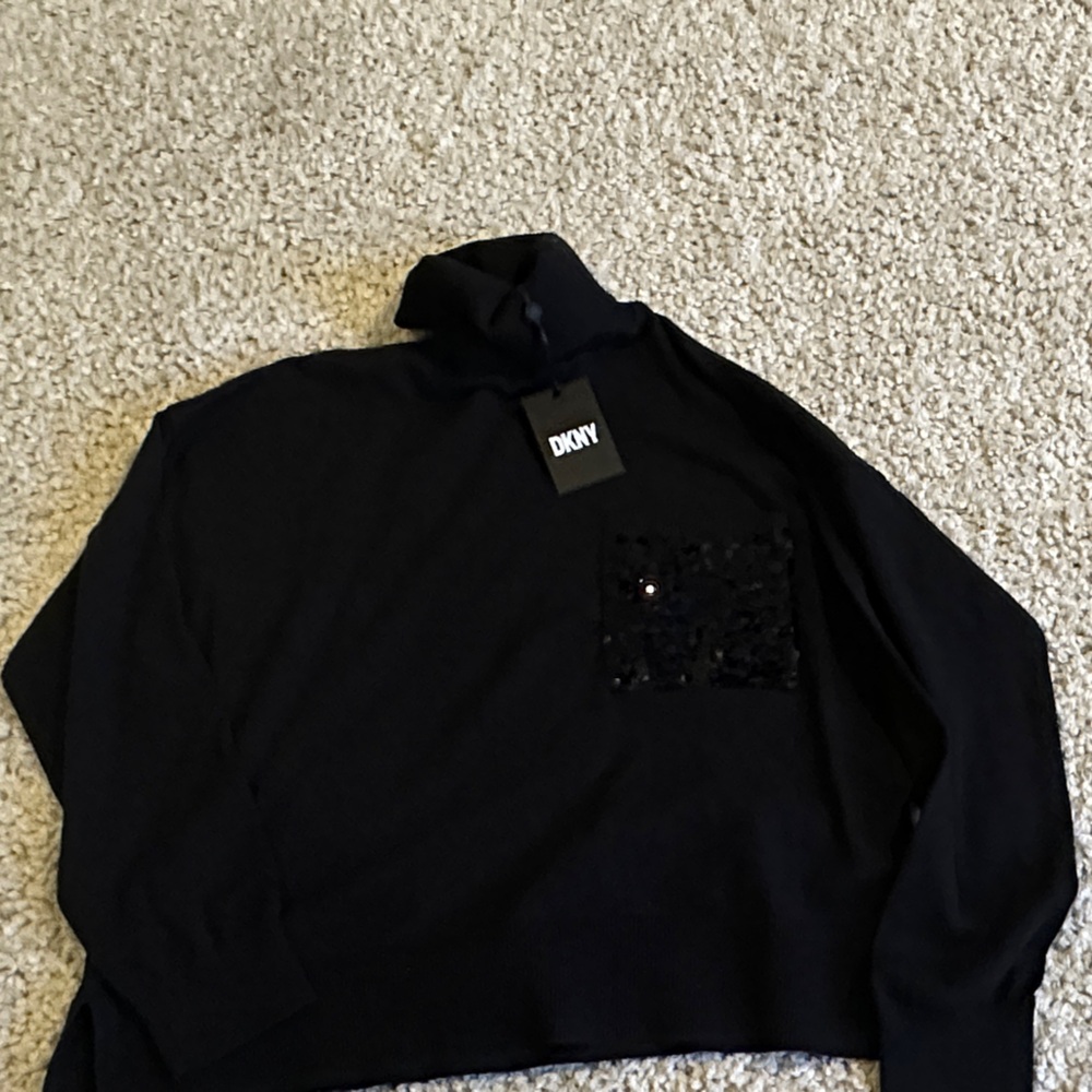 DKNY Black Sweater with Sequin Embellishment